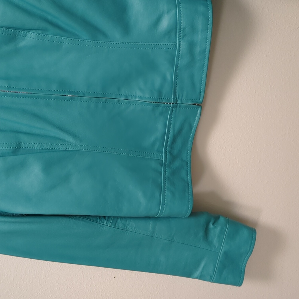 Bernado Electric Blue Leather Jacket - Silver Hardware - Cropped - Full Zip - S - Picture 4 of 15